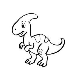 Cute Dino Character Line Art for Coloring Book