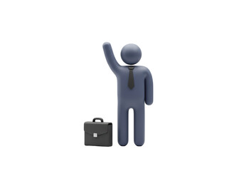 Isolated Businessman Waving with Briefcase Icon