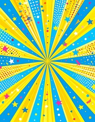 A vibrant burst of colors with stars and dots, perfect for celebration and fun designs.