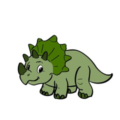 Cute Green Dino Standing illustration