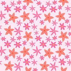 Seamless floral pattern with pink flowers, a colorful vector illustration perfect for wallpaper design or textile art