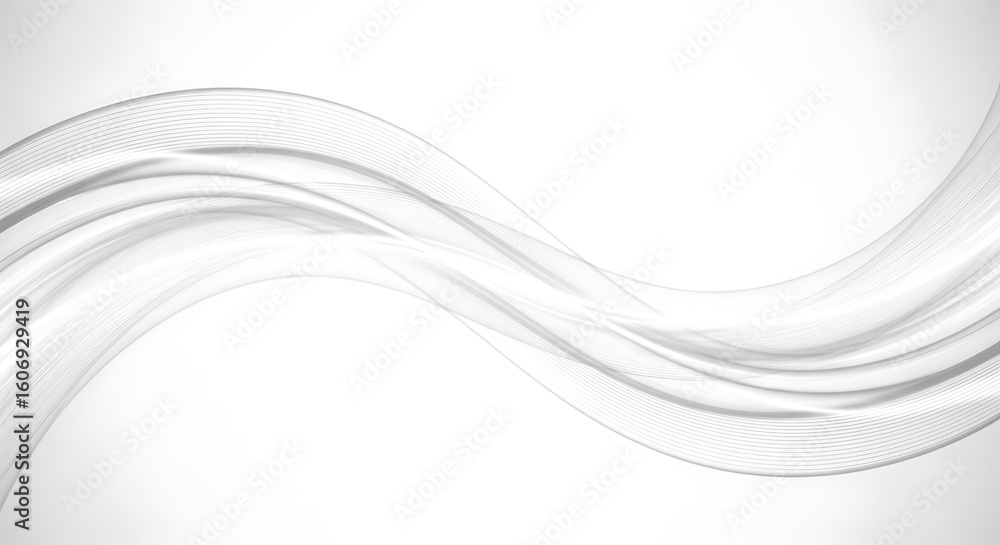 Poster abstract flowing light gray lines against a white background creating a sense of motion and