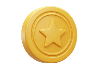 Isolated Golden Star Coin for Game Reward or Loyalty Point