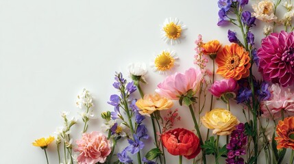 Colorful flower arrangement on a white background.