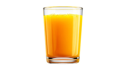 Fresh orange juice in a clear glass on transparent background