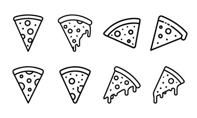 Fast Food Vector Icon Set of Burger, Pizza, French Fries, Hot Dog, Soda, Donut, Ice Cream, Flat Color Illustration for Restaurant Menu, Cafe, Sticker, Social Media, on White Background