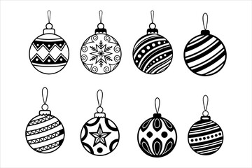 Christmas Ball Ornament Set on White Background for Holiday Decoration