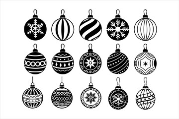 Christmas Ball Ornaments Set on White Background for Holiday Decoration