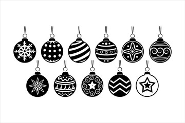 Christmas ball ornaments set on white background for holiday decoration and festive design
