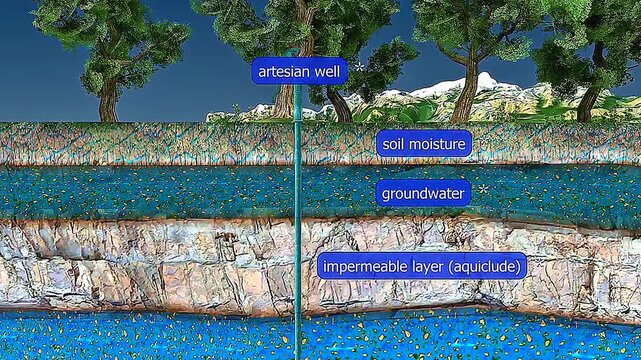 Confined aquifer 3D animation