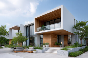 Modern luxury villa exhibiting sophisticated design and landscaping