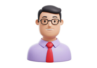 Isolated Smiling Man with Glasses and Tie Portrait