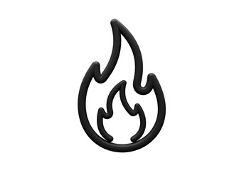 Isolated Black Fire Flame Symbol Danger Warning