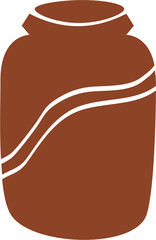 Brown ceramic jar or vase illustration,  abstract mid-century modern illustration