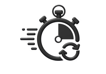 Isolated Black Stopwatch with Circular Arrow Indicates Progress