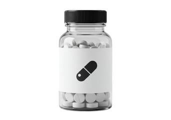 Isolated Pill Bottle with Capsule Icon