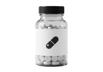 Isolated Pill Bottle with Capsule Icon