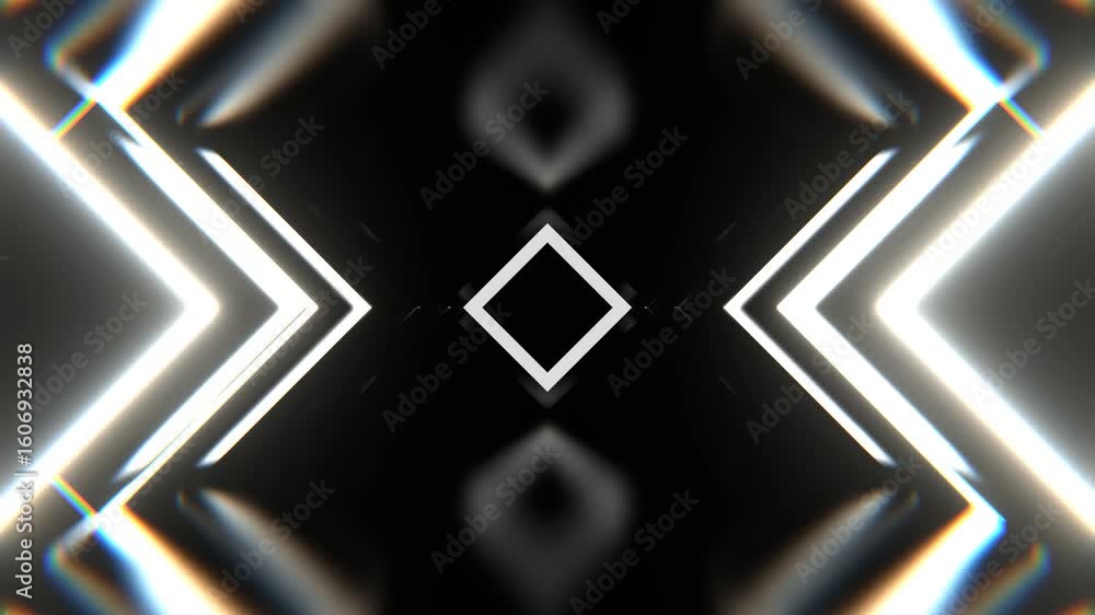 Aufkleber abstract symmetrical design featuring glowing white arrow shapes pointing inwards towards a central 