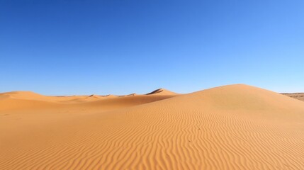 Desert expanse under a vast blue sky