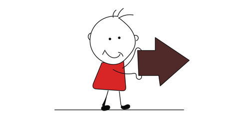 arrow,forward,stick figure modern hand drawn icon for direction movement goal design vector graphic for motivation