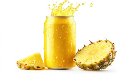Pineapple juice can with splash