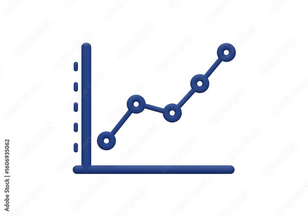 Poster isolated line graph with ascending trend growth indicator