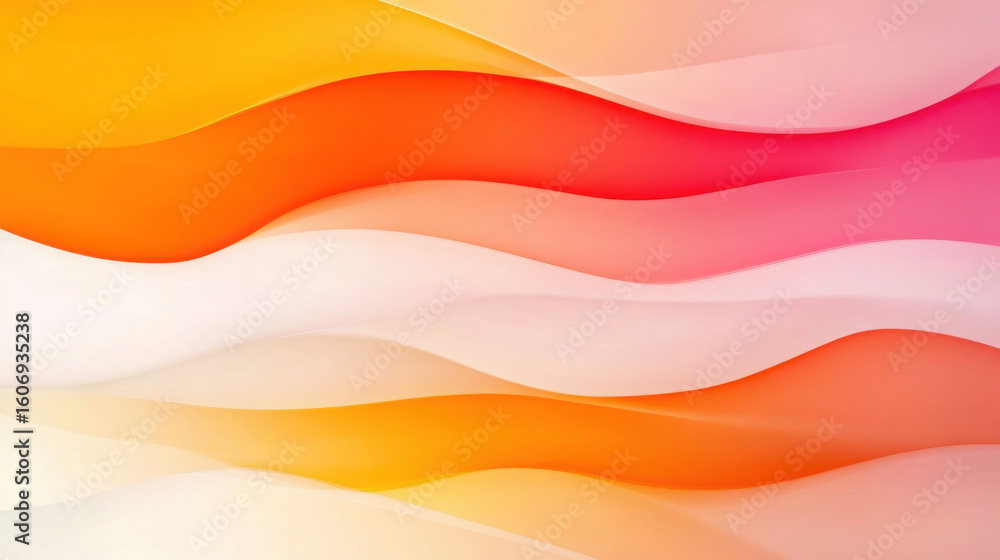 Poster abstract fluid waves with gradient color transition. smooth wavy shapes with vibrant orange and pink