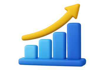 Dynamic growth chart with upward trending arrow symbolizing financial success and business progress, perfect for economic reports and presentations