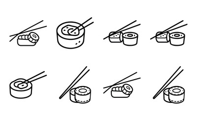 Fast Food Vector Icon Set of Burger, Pizza, French Fries, Hot Dog, Soda, Donut, Ice Cream, Flat Color Illustration for Restaurant Menu, Cafe, Sticker, Social Media, on White Background