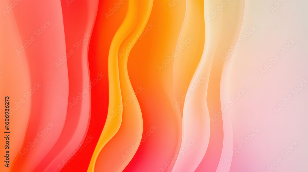 Poster abstract gradient background with flowing orange and red waves. smooth liquid color transition for m