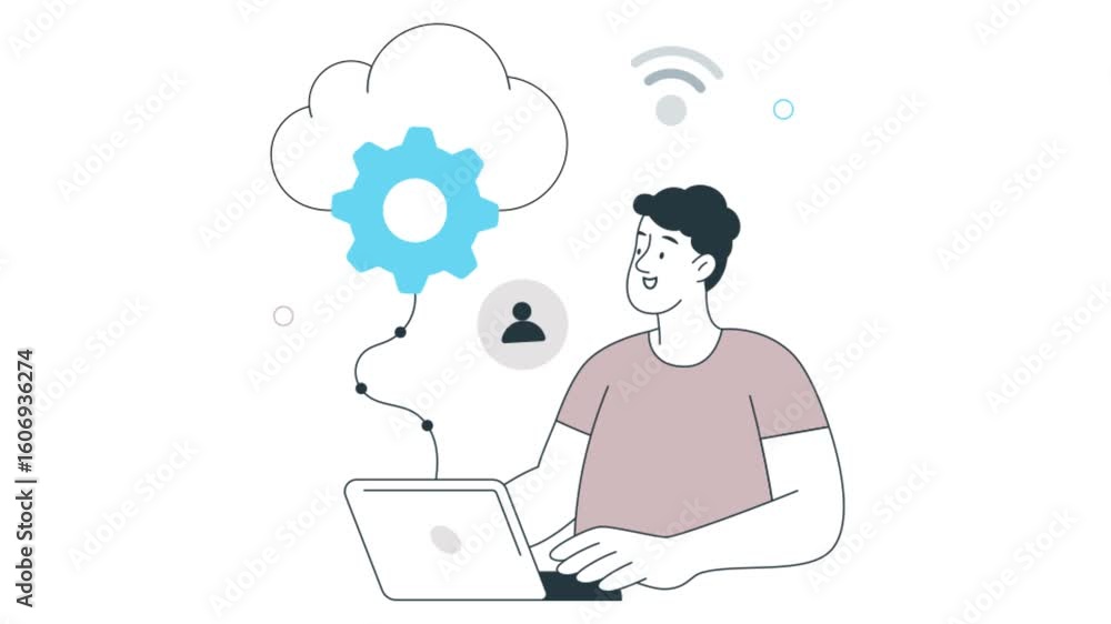 Poster cloud computing 2d flat animation