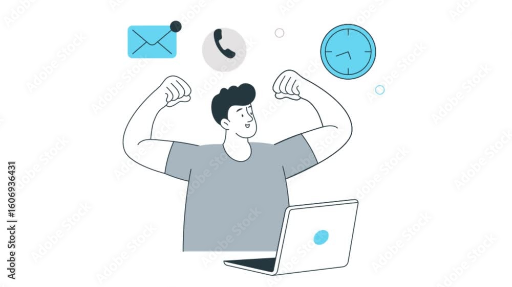 Poster keeping active while working 2d flat animation