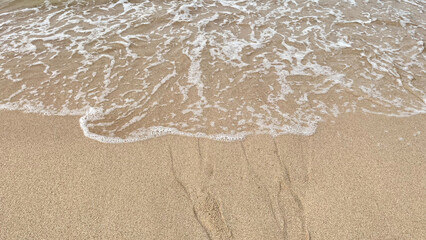 sea foam on the beach on a bright morning