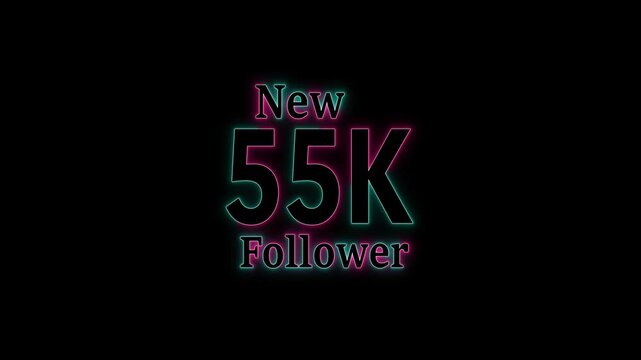 Vibrant Neon 55K Follower Celebration Social Media Animation