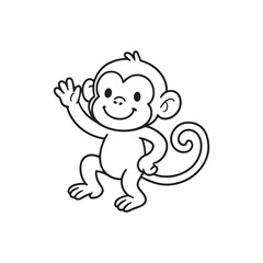 Obraz premium Cartoon monkey outline vector illustration