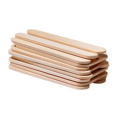Plain wooden popsicle sticks stack on transparent background