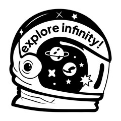 Telescope with see beyond today text, glyph sticker 
