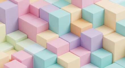 Obraz premium Colorful Pastel Cubes Abstract Geometric Pattern for Modern Design