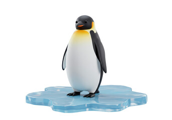 Isolated Emperor Penguin on Ice Floe