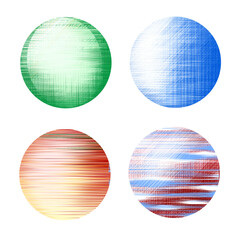 Obraz premium abstract circles with a pattern, stylized planets, isolated on a white background