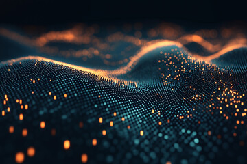 Abstract background representing data particles in a technological environment, each particle conveying a unique piece of information