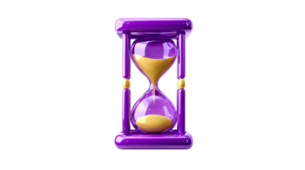 Colorful hourglass with golden sand illustrating the passage of time