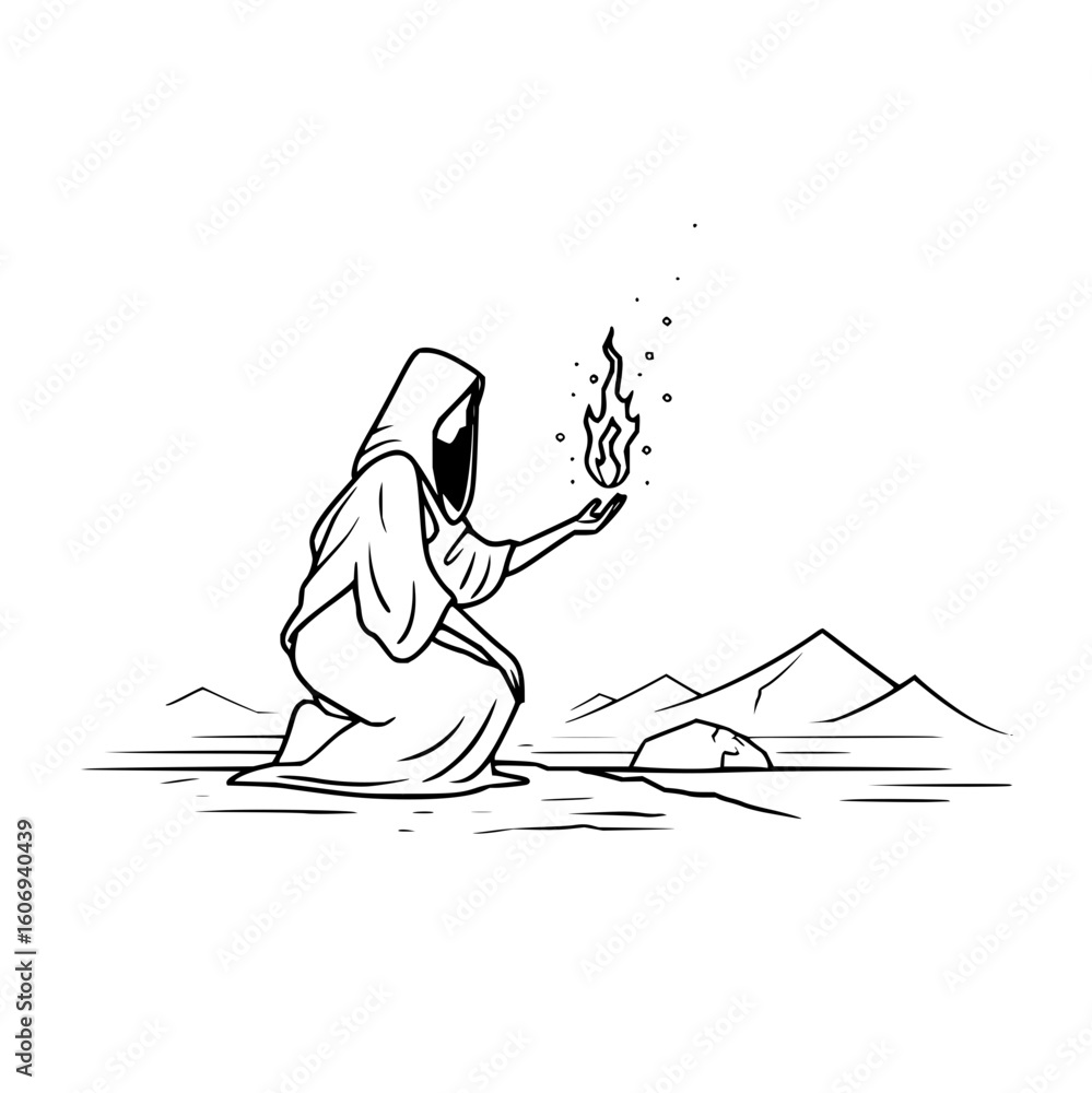 Aufkleber tech wizard creating digital fire, ai innovation and future technology concept vector illustration