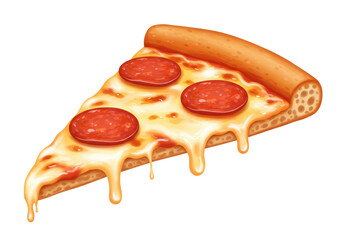 Isolated Pepperoni Pizza Slice with Melted Cheese