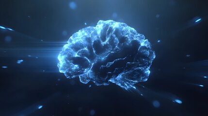 abstract brain glowing in blue light beams from a phone disrupting the brain waves the light fades and the brain calms animated pulsing effect with fluid motion