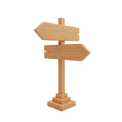 Wooden directional signpost with two arrows pointing left and right, symbolizing choices and pathfinding for travel and decisions.