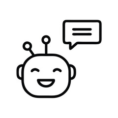 Chatbot Icon Vector - AI Robot Conversation Line Art Illustration