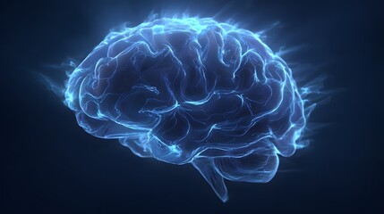 abstract brain glowing in blue light beams from a phone disrupting the brain waves the light fades and the brain calms animated pulsing effect with fluid motion