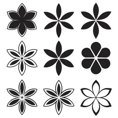 Obraz premium Nine black and white abstract floral graphic elements on white background vector