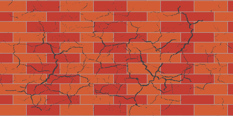Seamless Brick Wall Pattern Vector – Red Orange Brick Background Design